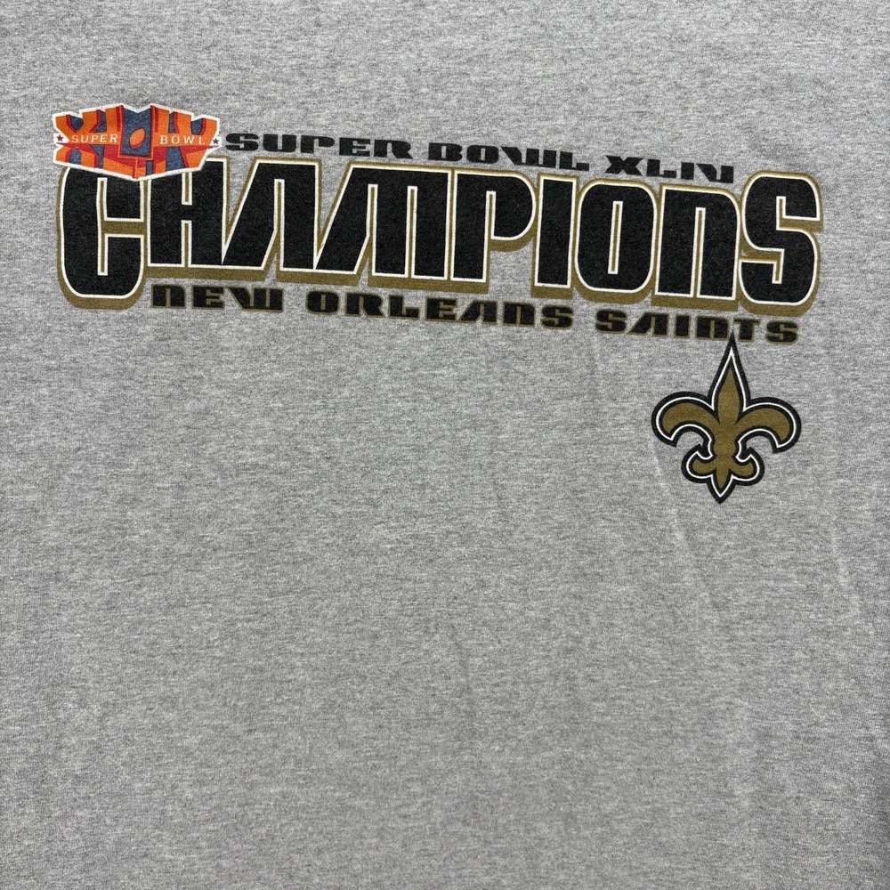 New Orleans Saints Super Bowl XLIV Champions Shirt Size Large 2 Sided - Picture 2 of 6